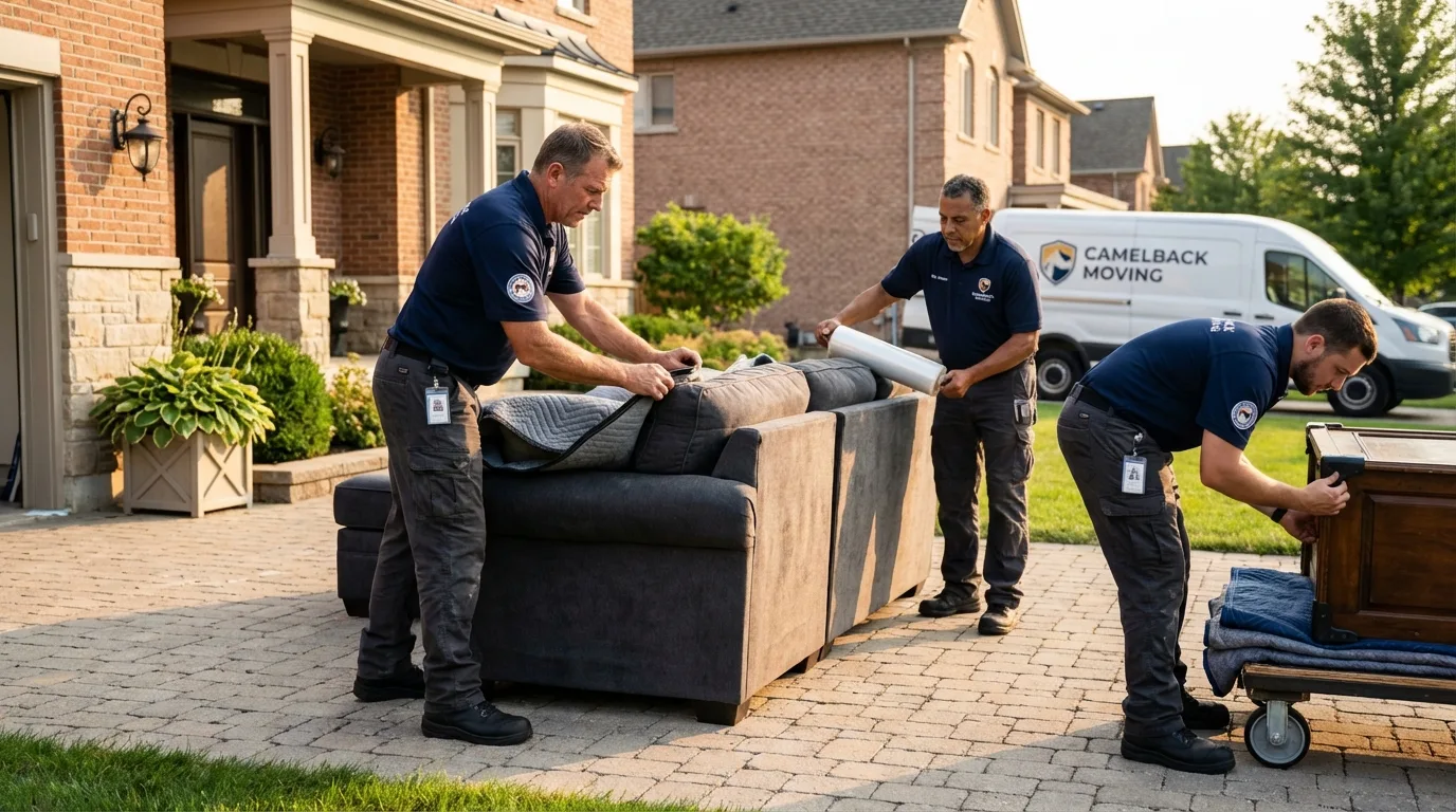 Large estate moving crew wrapping furniture in Manahawkin, NJ