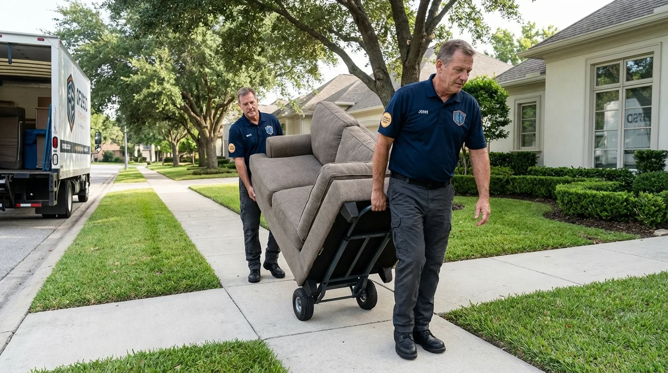 Local residential moving crew loading furniture in Manahawkin, NJ