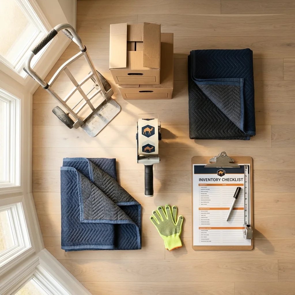 Professional moving supplies and packing materials layout for Manahawkin residential relocations